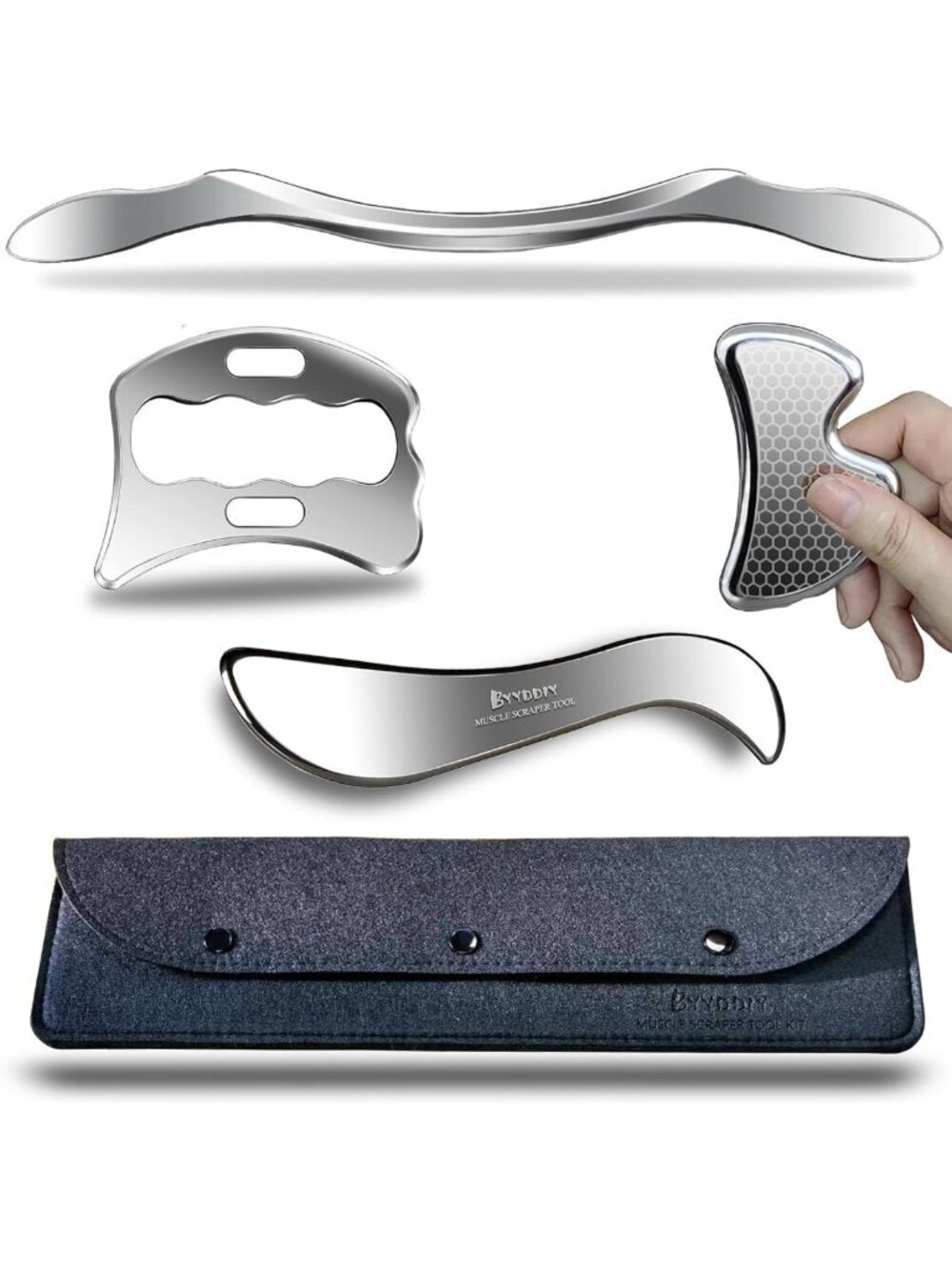 Stainless Steel Gua Sha Massage Tool Kit for Muscle Relief & Soft Tissue Therapy